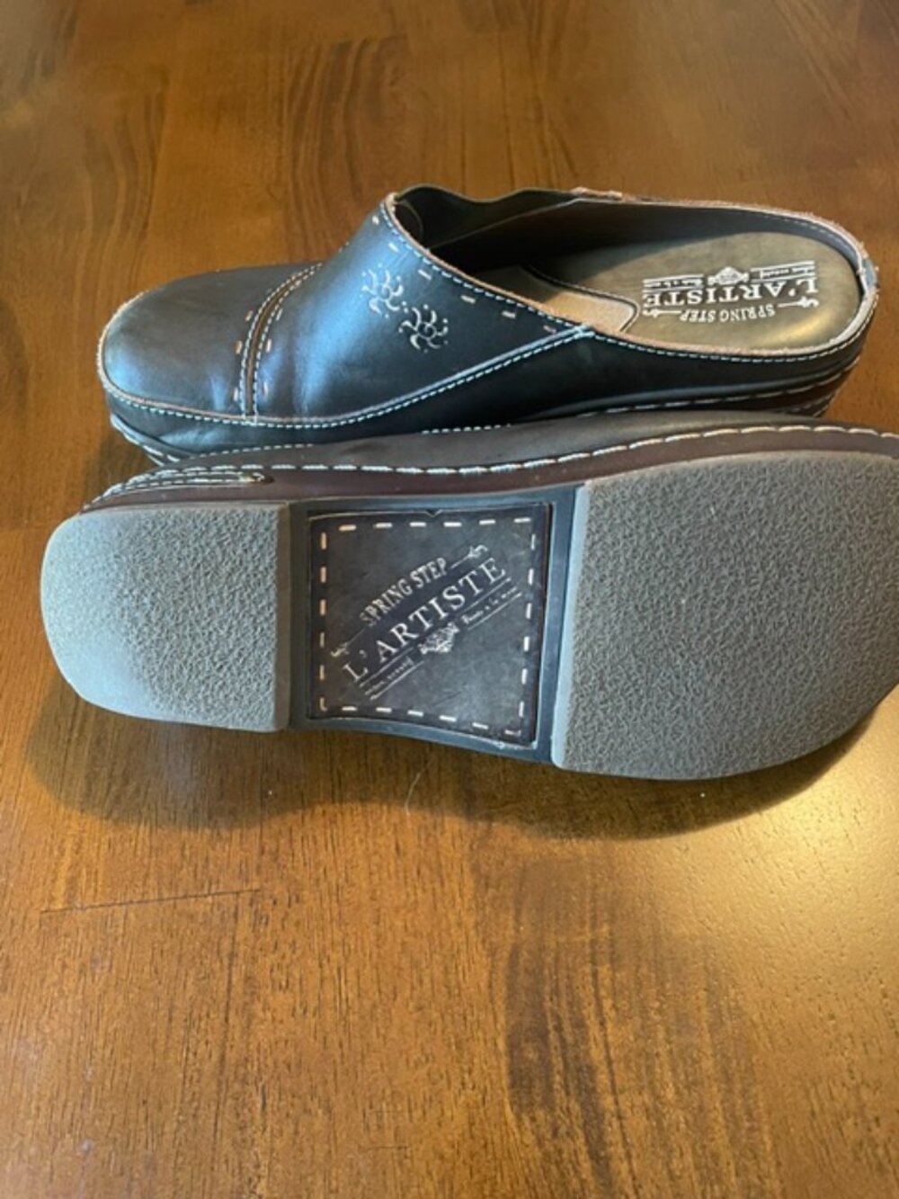 L'Artiste Women's Chino (leather Upper) mule/clog, dark green, size 38 - Picture 2 of 4